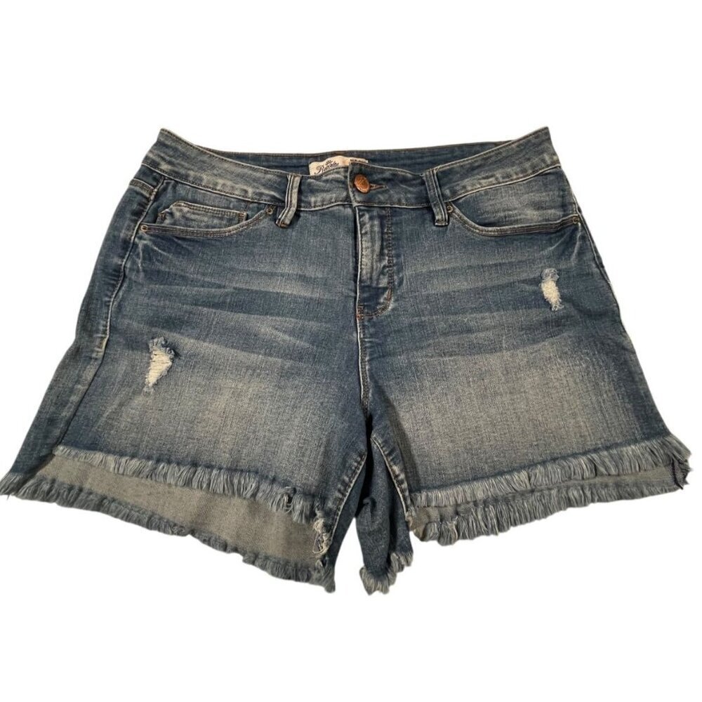 Royalty For Me Mid Rise Distressed Denim Shorts Size 10 Frayed Hem